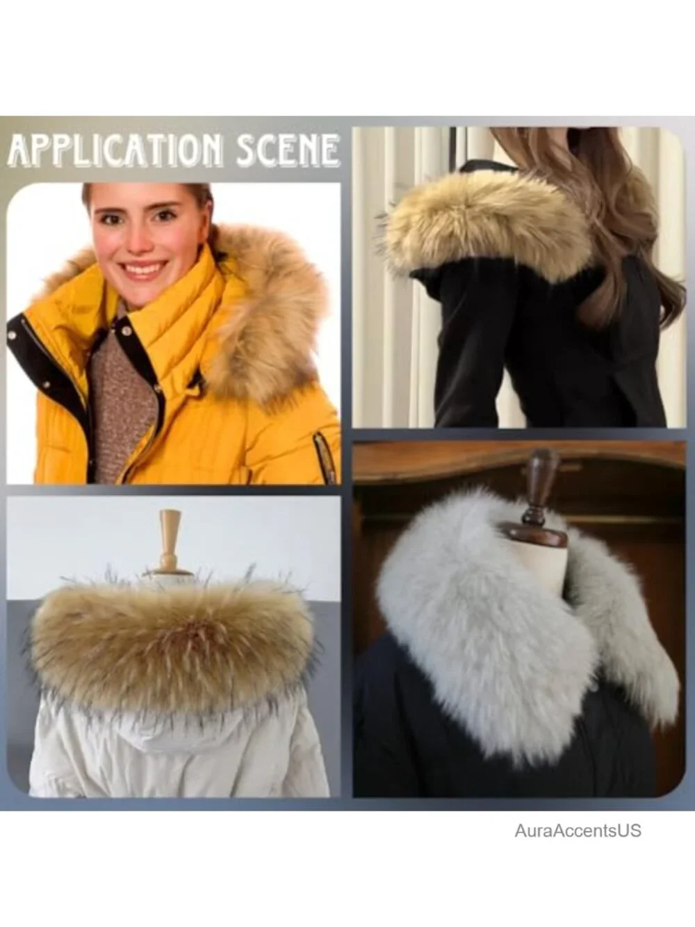 Faux Fur Collar Scarf Wrap Winter Neck Warmer Detachable Coat Jacket Hood Trim